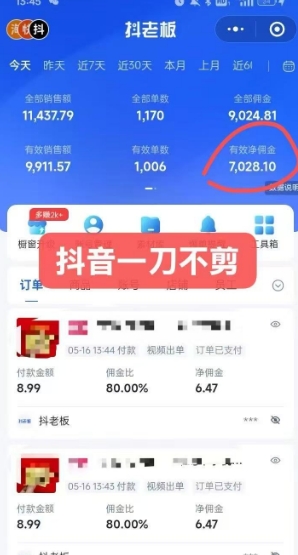 抖音短视频一刀不剪带货，不剪辑，不直播，每天发个视频，等着出单获取带货佣金-鲲鹏云网创