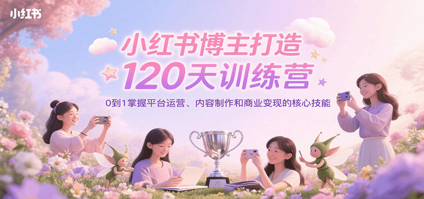 小红书博主打造120天训练营，0到1掌握平台运营、内容制作和商业变现-鲲鹏云网创