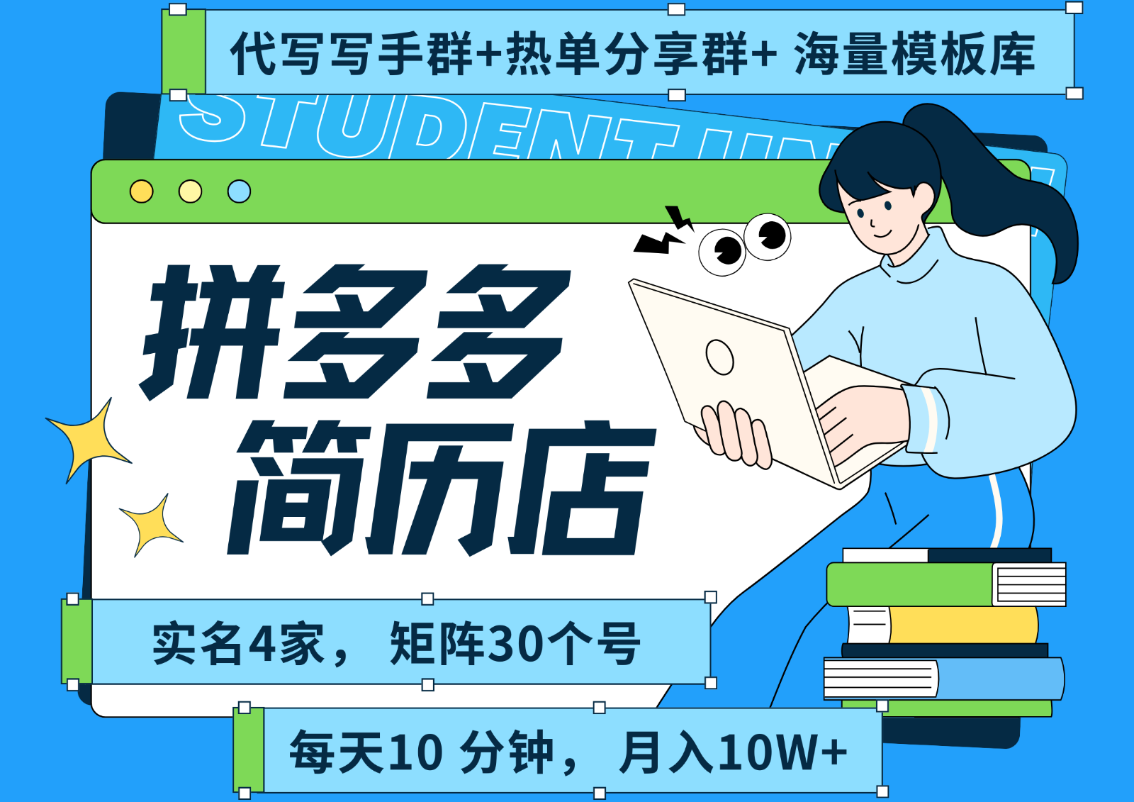 拼多多电商 拼多多 虚拟资料 简历 海报代写 全SOP流程 毫无保留分享（含后端资料）-鲲鹏云网创