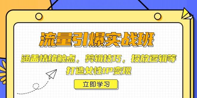 流量引爆实战班，涵盖情绪触点，剪辑技巧，投放逻辑等，打造女性IP变现-鲲鹏云网创