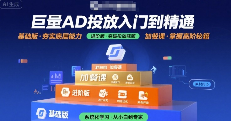 巨量AD投放入门到精通，基础版+进阶版+加餐课-鲲鹏云网创
