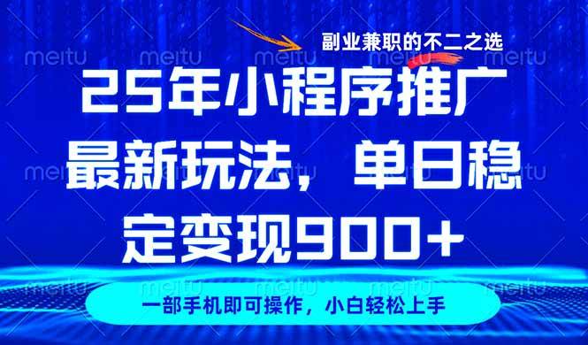 （14550期）25年小程序推广最新玩法，稳定日入900+，副业兼职的不二之选-鲲鹏云网创