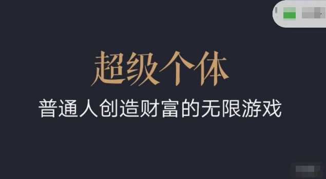 超级个体2024-2025翻盘指南，普通人创造财富的无限游戏-鲲鹏云网创