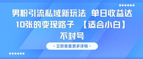男粉引流私域新玩法，单日收益达10张的变现路子 【适合小白】不封号-鲲鹏云网创