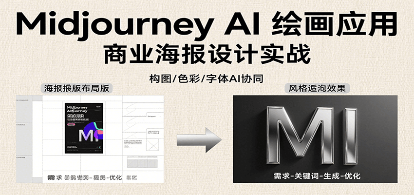 Midjourney AI绘画应用，关键词指令解析、漫画头像制作、海报设计、3D人物生成等-鲲鹏云网创