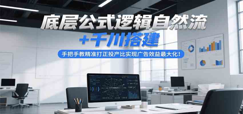 底层公式逻辑自然流+千川搭建，手把手教精准打正投产比实现广告效益最大化！-鲲鹏云网创