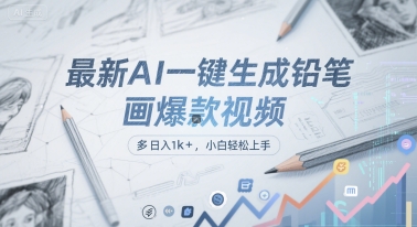 最新AI一键生成铅笔画爆款视频，多平台分发，日 入1k+，小白轻松上手【揭秘】-鲲鹏云网创