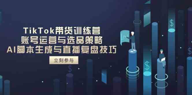 TikTok带货训练营，账号运营与选品策略，AI脚本生成与直播复盘技巧-鲲鹏云网创