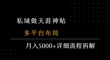 私域做天涯神贴 多平台布局 月入5k+详细流程拆解-鲲鹏云网创