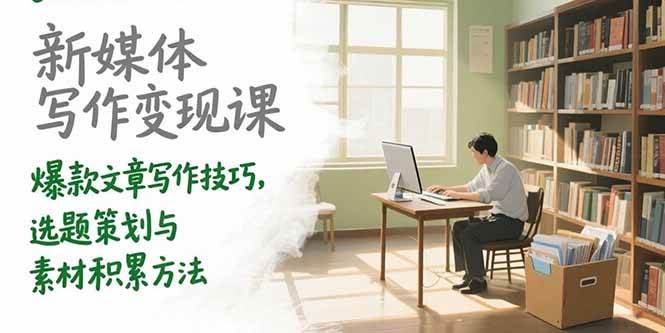 （15345期）新媒体写作变现课，爆款文章写作技巧，选题策划与素材积累方法-鲲鹏云网创
