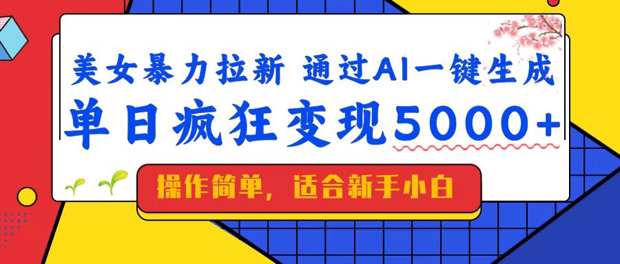 （14347期）美女暴力拉新，通过AI一键生成，单日疯狂变现5000+，纯小白一学就会！-鲲鹏云网创