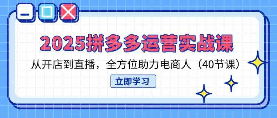 2025拼多多运营实战课，从开店到直播，全方位助力电商人（40节课）-鲲鹏云网创