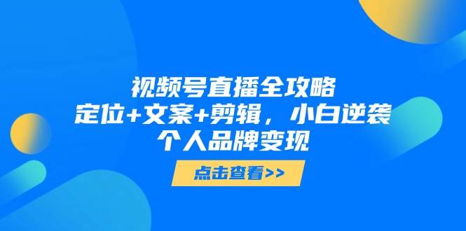 （14819期）视频号直播全攻略，定位+文案+剪辑，小白逆袭个人品牌变现-鲲鹏云网创