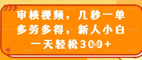 视频审核员，几秒一单，不限时间，不限地点，多做多得，新人小白一天轻松几张+【揭秘】-鲲鹏云网创
