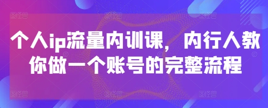 个人ip流量内训课，内行人教你做一个账号的完整流程-鲲鹏云网创