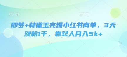 即梦+林黛玉完爆小红书商单，3天涨粉1千，靠怼人月入5k+-鲲鹏云网创