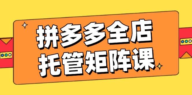 （14328期）拼多多全店托管矩阵课，盈利动销玩法，高效计划设置，提升店铺效益-鲲鹏云网创