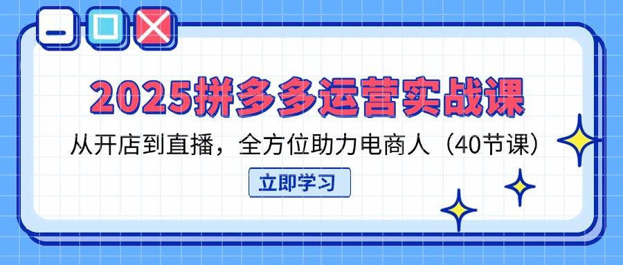 （14259期）2025拼多多运营实战课，从开店到直播，全方位助力电商人（40节课）-鲲鹏云网创