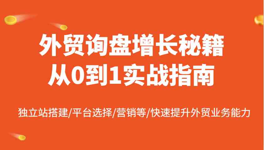 外贸询盘增长秘籍从0到1实战指南，独立站搭建/平台选择/营销等/快速提升外贸业务能力-鲲鹏云网创