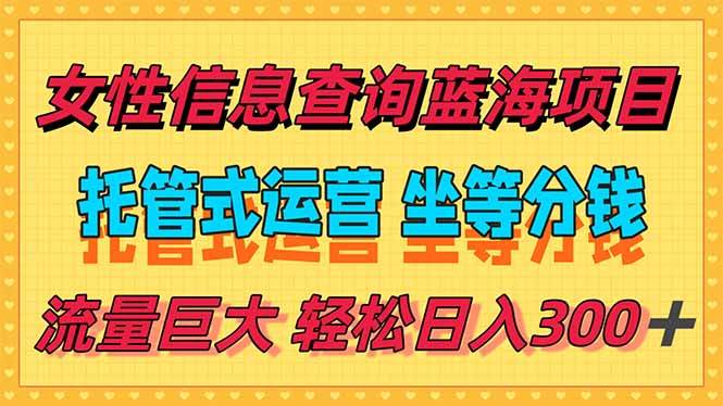 （15216期）稳定日入300＋，小众信息查询蓝海项目，全程懒人式托管，解放你的时间-鲲鹏云网创