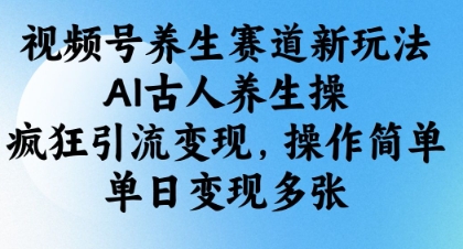 视频号养生赛道新玩法，AI古人养生操，疯狂引流变现，操作简单，单日变现多张-鲲鹏云网创