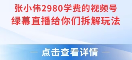 张小伟2980付费额视频号绿幕直播给你们拆解玩法-鲲鹏云网创