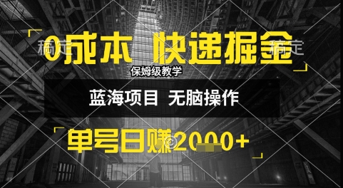 0成本快递掘金玩法，日入1k+，小白30分钟上手，收益嘎嘎猛【揭秘】-鲲鹏云网创