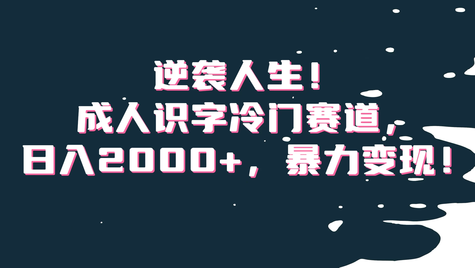 逆袭人生！成人识字冷门赛道，日入2000+，暴力变现-鲲鹏云网创