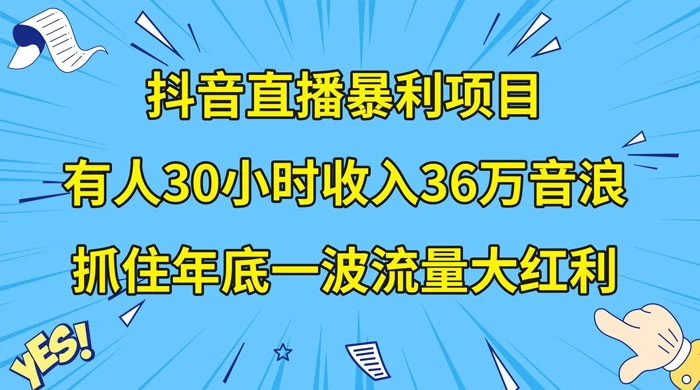 抖音直播暴利项目，有人 30 小时收入 36 万音浪，公司宣传片年会视频制作，抓住年底一波流量大红利-鲲鹏云网创