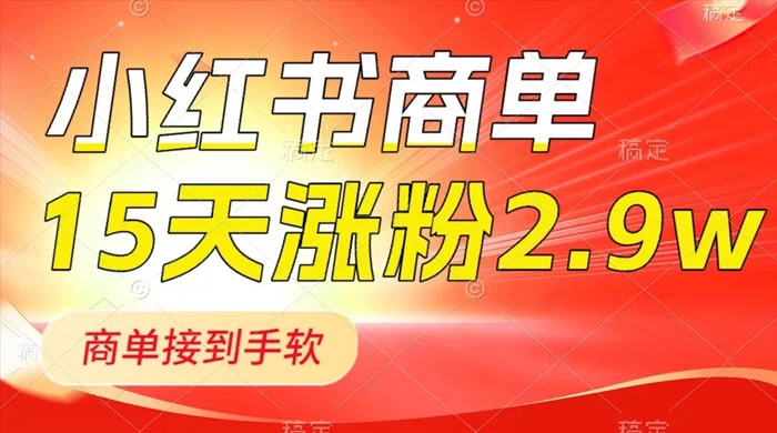 小红书商单最新玩法，新号 15 天 2.9w 粉，商单接到手软，1分钟一篇笔记-鲲鹏云网创